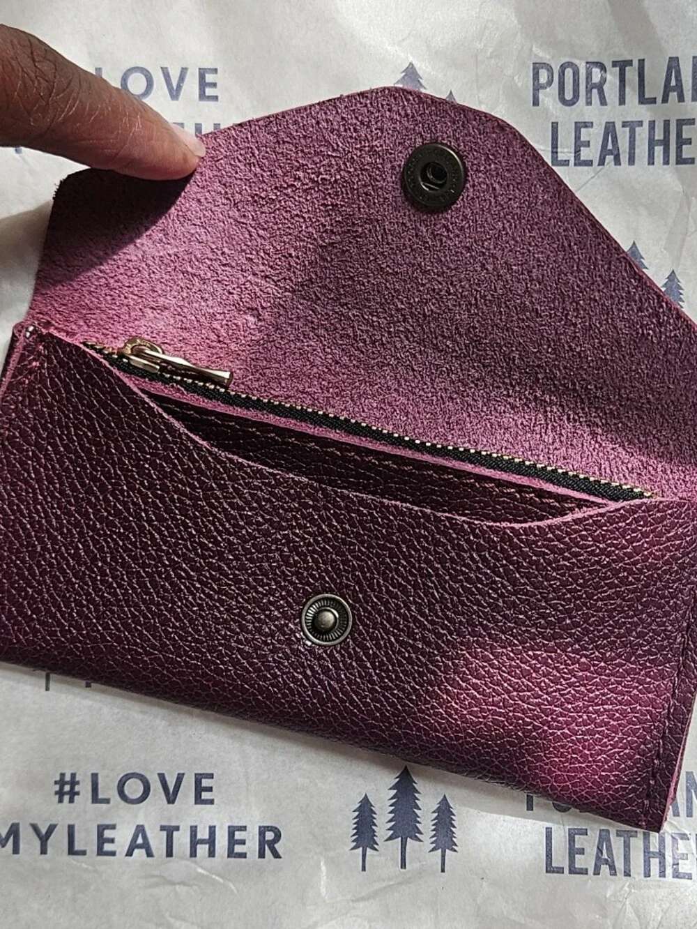 Unicorn Portland Leather Goods Envelope Snap Wallet